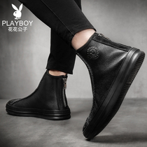 Playboy Martin boots mens shoes leather high-top 2020 new autumn mid-help casual British style short boots tide