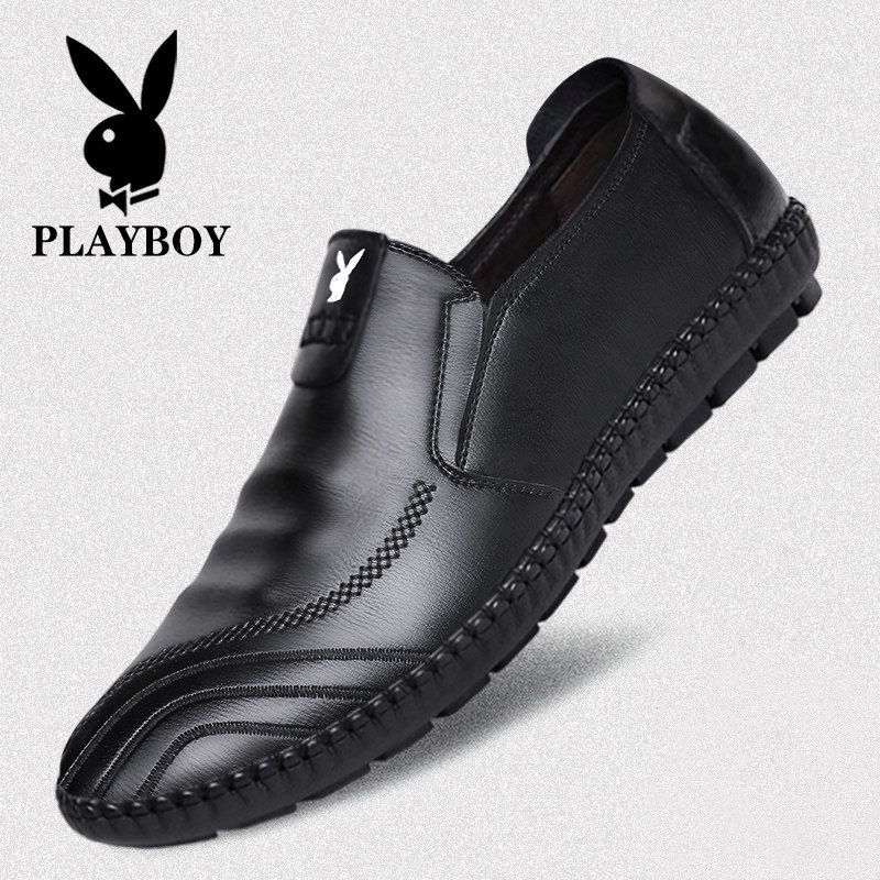 Floral Playboy men's shoes 2021 new fall breathable business casual genuine leather soft-bottom middle-aged daddy bean leather shoes