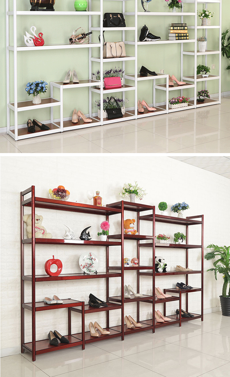 Cửa hàng giày trung tâm thương mại giày giá đơn giản thời trang quầy hành lý túi trưng bày tủ miễn phí kết hợp kệ giày nhiều lớp