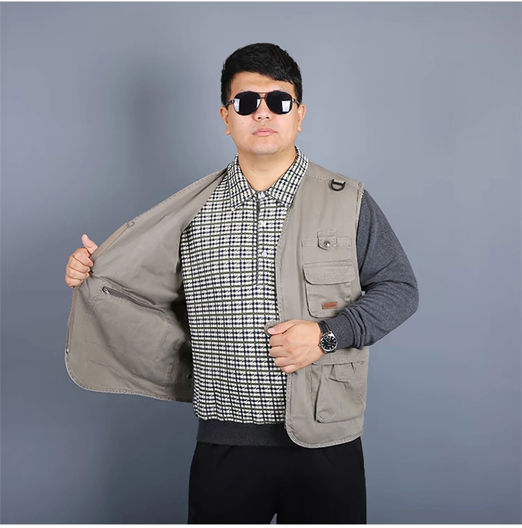 Mùa xuân và mùa thu cotton nhiều túi cộng với phân bón XL chụp ảnh câu cá nhiều mũ trung niên vest nam vest áo ba lỗ tập gym