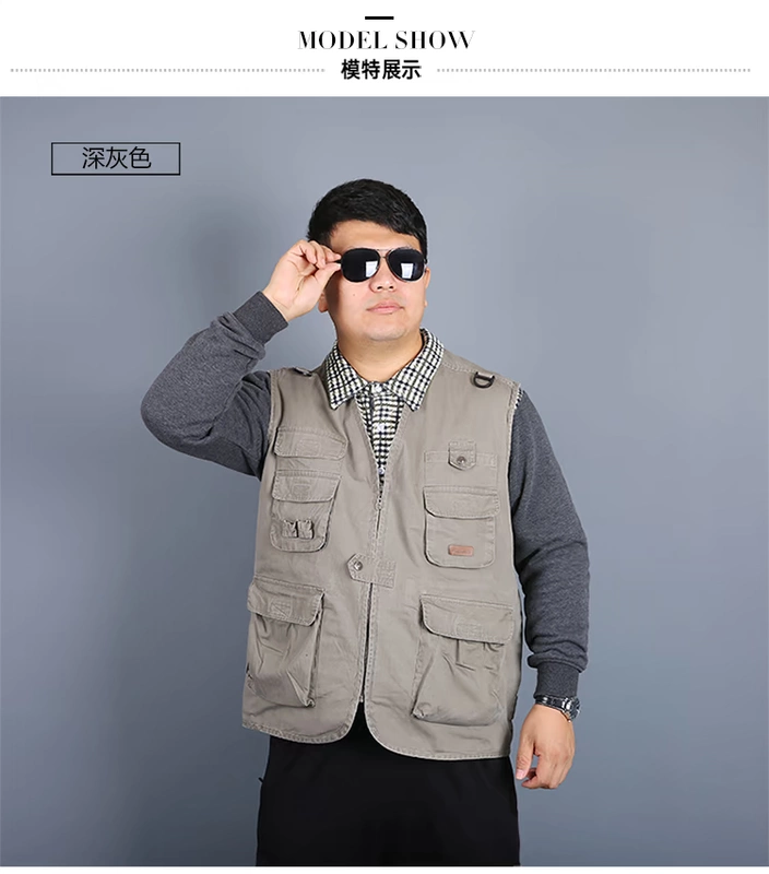 Mùa xuân và mùa thu cotton nhiều túi cộng với phân bón XL chụp ảnh câu cá nhiều mũ trung niên vest nam vest áo ba lỗ tập gym