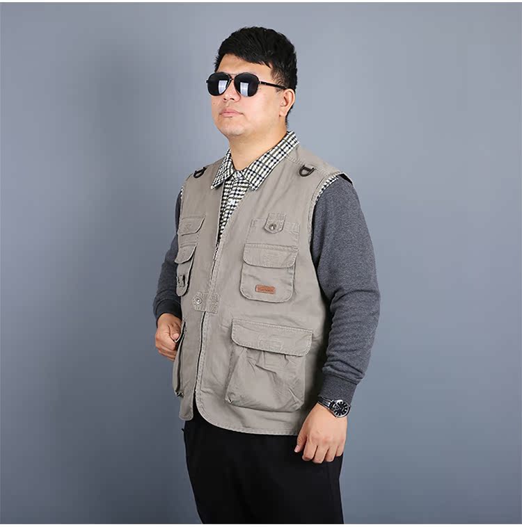 Mùa xuân và mùa thu cotton nhiều túi cộng với phân bón XL chụp ảnh câu cá nhiều mũ trung niên vest nam vest áo khoác không tay nam