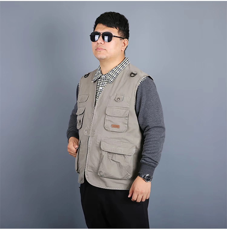 Mùa xuân và mùa thu cotton nhiều túi cộng với phân bón XL chụp ảnh câu cá nhiều mũ trung niên vest nam vest áo ba lỗ tập gym