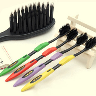 Nano Bamboo Charcoal Toothbrush Quadlet 2 only Oral Clean Black Yellow Round Custard Ultrafine Massage Soft Hair Rubber remove-Taobao