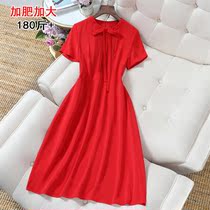 Large size mm fat little dress celebrity back red dress belly thin female summer autumn party evening dress