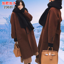 200 Jin plus fat plus size hairy coat Foreign Air Age women autumn and winter clothes New Fat mm Nizi coat thin