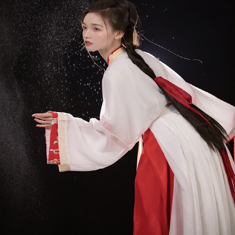 Original Authentic Product by Shenming Girl【Linglu】Hanfu for Women in the Style of the Wei and Jin Dynasties, Chinese Style Cross-Collar Waist-Length Red Skirt Original Authentic Product by Shenming Girl【Linglu】Hanfu for Women in the Style of the Wei and Jin Dynasties, Chinese Style Cross-Collar Waist-Length Red Skirt