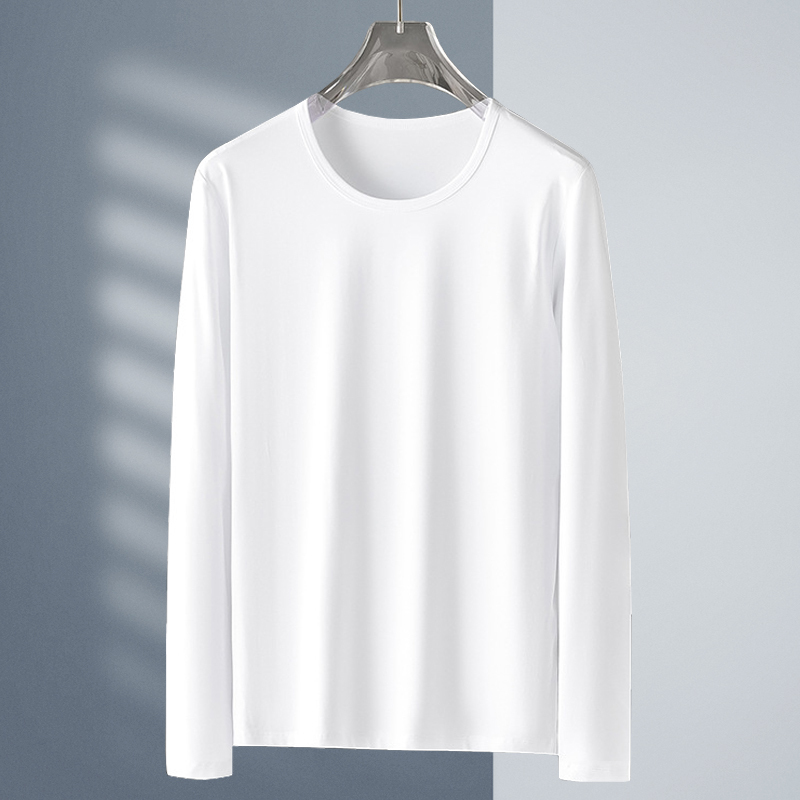 Modal Outerwear White Base Shirt Men's Long-Sleeve T-Shirt 2026 Thin Top New Spring and Autumn Round Neck T-Shirt