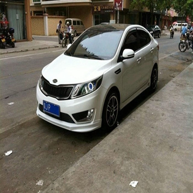 11-14 Kia K2 Modified Small Body Kit, Old Model K2 with Front and Rear Lip, Side Skirts, Small Body Kit, and Rear Wing
