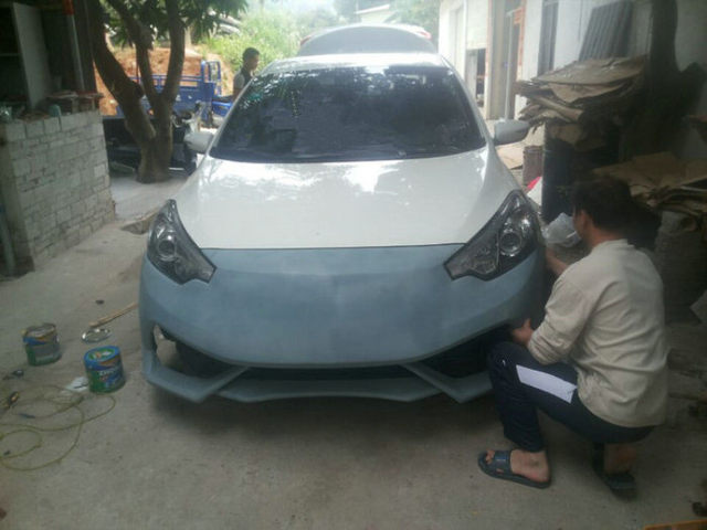 Suitable for 12-15 Kia K3 Modified Shark-Style Full Body Kit, 13-14 K3 Front and Rear Bumper Side Skirts Full Body Kit