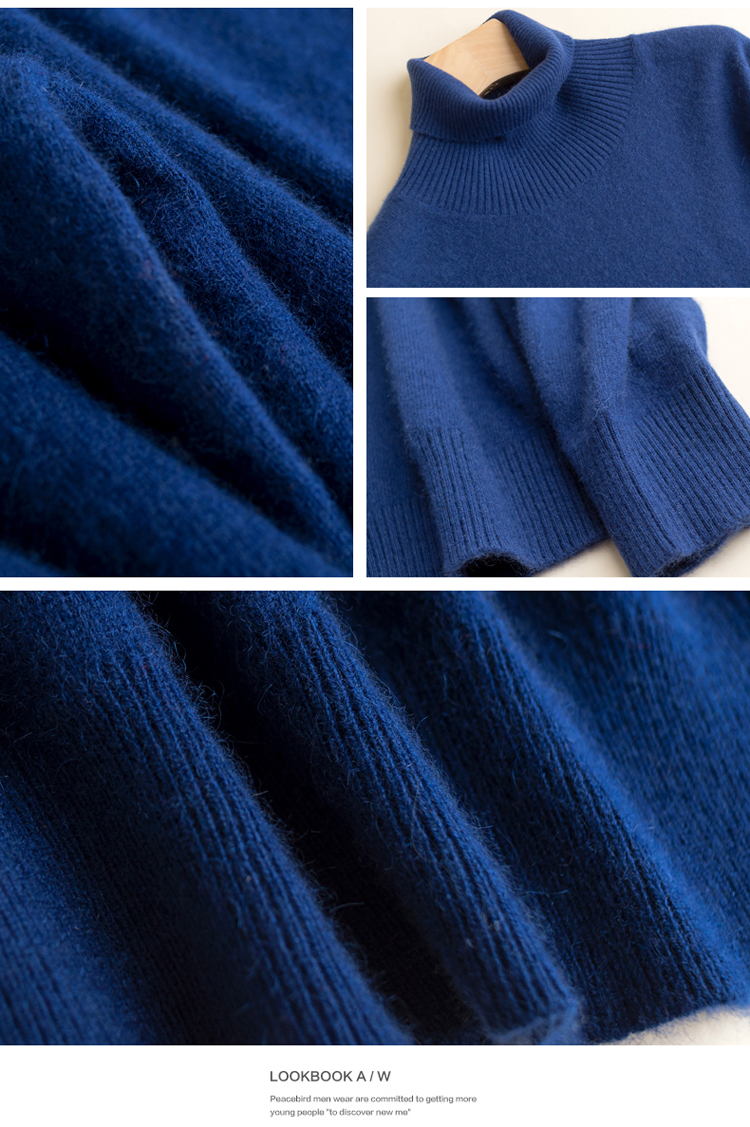Mùa thu và mùa đông cổ áo cao nguyên chất áo len cashmere nam dày áo len áo len màu rắn Áo len mỏng áo len đáy áo đôi nam nữ