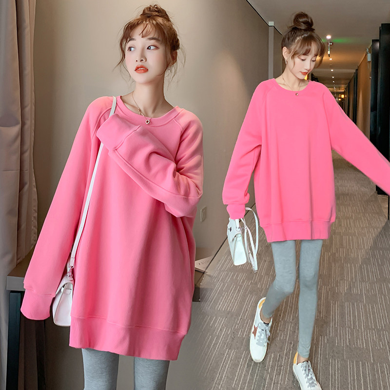 Maternity autumn suit fashion plus plush T-shirt tops age-reducing sweatshirts out spring and autumn prime dress women