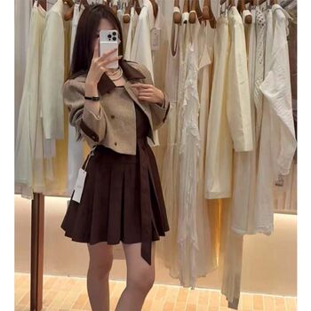 Lined Fabric Comes with a Belt 2026 Spring New Style Elegant and Cool Short Coat and Skirt Two-Piece Set Lj0056