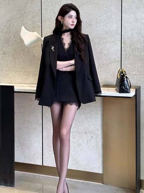 2026 Spring New Style with Lining and Ribbon, Light Business Style Lace Vest and Skirt Set, Two-Piece Set Dm0331