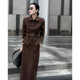 2026 Spring New Women's Old Money Style Skirt Set Polo Collar Long Sleeve Shirt + Skirt Two-Piece Set Jt0103