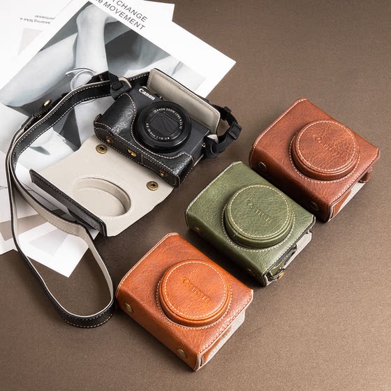 
Canon g7x3 protective case G7x2 camera bag crossbody Mark III protective case one shoulder retro leather case green case