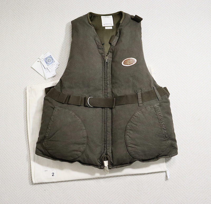 Visvim Harrier down Vest Mud-Dyed down Vest Thor-Style Olive
