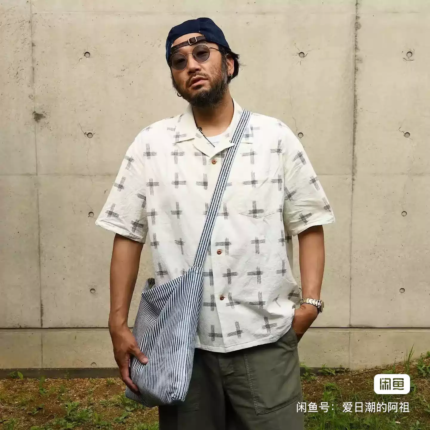 Visvim 22ss Wallis Shirt Kasuri（Handwoven）短袖襯衫十字-淘寶 