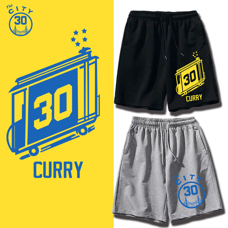 New Golden State Warriors City Edition Curry Basketball Sports Cotton Shorts Curry Large Size Breathable Five-Point Shorts
