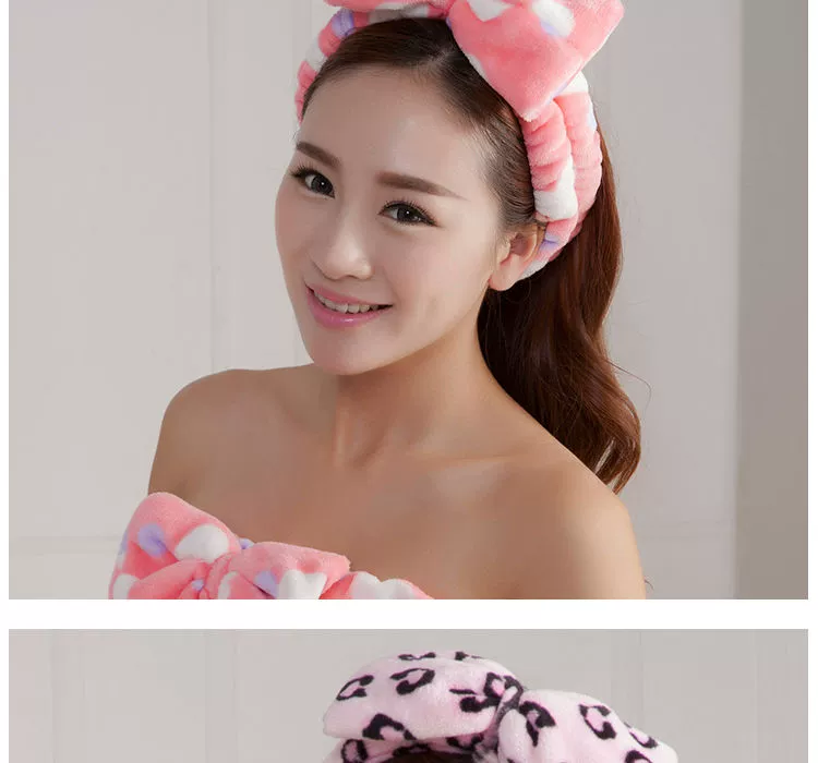 Hairband nữ lưới mặt đỏ rửa tóc hoop dễ thương nữ sinh trang điểm mặt nạ gói khăn trùm đầu chống trượt áp lực tóc Phụ kiện tóc Hàn Quốc - Kerchief / Earflap