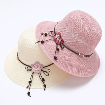 Lady Summer Straw Hat Foldable Sunscreen Great Eave Basin Hat New Flowers Butterfly Knots Sun Hat