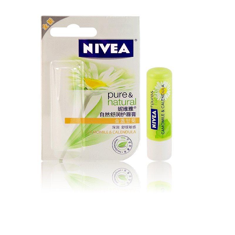 包邮 正品 NIVEA/妮维雅 自然舒润唇膏(金盏甘菊)4.8G 滋润 护唇