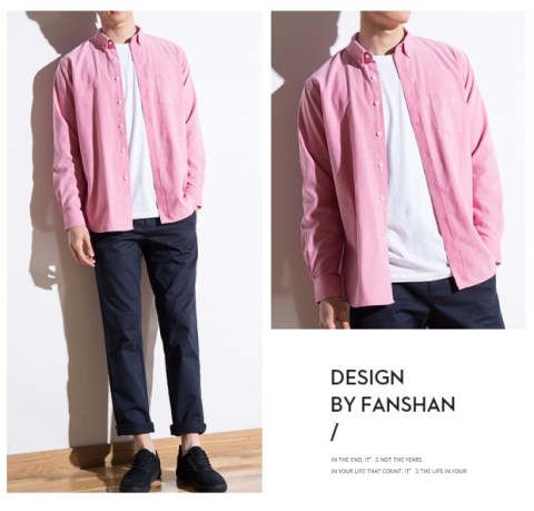 Fanshan 2018 mùa thu Oxford quay tay áo sơ mi nam trẻ trung giản dị áo sơ mi trắng Hàn Quốc Slim inch áo thủy triều áo sơ mi thời trang