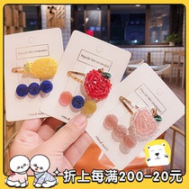 Parent-Child style] Korean pet hair accessories fruit bbclip beaded Cherry banana dog hairclip clip