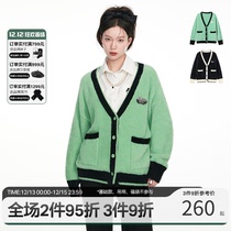 ANDYET AD1 22SS super soft hit little perfume imitating mink hair open shirt spring lazy V-collar sweater