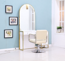 Barber shop high-end with light mirror table hair salon special beauty salon perm dyeing table photo studio professional dressing table can be customized