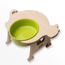 Lazy Pet Korean cat dog Pet cat shape wooden inclined neck guard table ceramic bowl