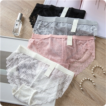 Set into more worry-free hollow lace pure silk Mulberry silk bottom crotch breifs underwear female summer New