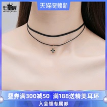 Four-leaf clover double necklace female choker Net red neck chain light luxury niche collar choker2021 year new