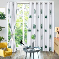 Simple curtains Finished bedroom blackout curtains Floating curtains Free hole installation rental house dormitory small window short curtain Nordic