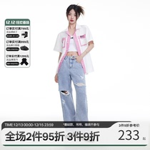 ANDYET AD1 22SS Summer thin loose straight barrel recreational trousers wild with thin and broken holes jeans girl