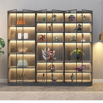 Light luxury glass door solid wood bookcase hand-run model display cabinet animation statue display cabinet storage locker customization