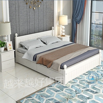 Bed solid wood modern 1 8 meters 1 5 adult single 1 2m rental room simple economy double double simple European white bed
