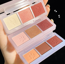 Soft cute little animal paw print matte pearl shimmer three-color eyeshadow palette