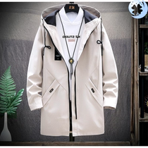  2019 autumn and winter new mens coat Korean slim plus velvet jacket mens casual handsome medium-long style