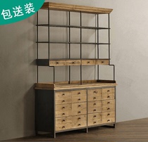 Nordic modern solid wood study bookcase locker with door Chinese pine American floor simple display decoration cabinet