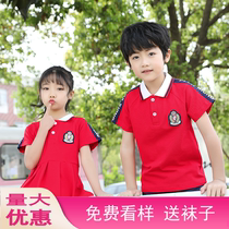 Primary school uniform summer short sleeve kindergarten Garden dress summer dress graduation performance suit Red New