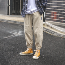 LMTNZD Autumn leg casual pants mens loose Joker Japanese fashion solid color base tether overalls