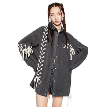 VIAPITTI strapped shirt coat women's spring and autumn 2021 new coat senior feeling niche oversize