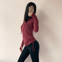 Autumn and winter new slim slim sports long-sleeved womens hooded fitness suit top hooded net red yoga jacket