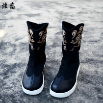  Chinese style high-top Xiangyun embroidered boots mens retro thick-soled warm waterproof shoes National wind rising official boots