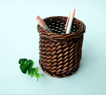Pen holder Creative time ornaments can still love IKEA willow rattan pen holder Office students multi-functional storage