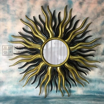 Neoclassical Art Wall Decoration Vintage Sun Decoration Mirror Eurostyle Genguan Mirror Living Room Sofa Wall Hanging Mirror Hallway Mirror