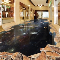 Customized 3D three-dimensional floor leather floor stickers ground stickers painting mall exhibition ground stickers 4s shop universe starry sky