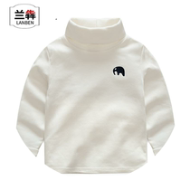 Lanben baby embroidered long sleeve T-shirt 2020 autumn winter clothes new boys wear children solid color high neck base shirt tx