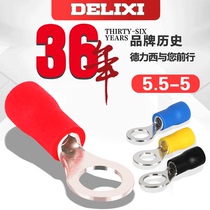 Delixi RV5 5-5 round pre-insulated terminal 6 square M5 wiring round hole end copper wiring nose wire ear